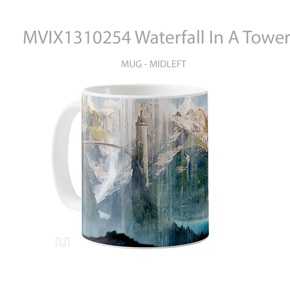 Mug Waterfall In A Tower Gelas Pemandangan Alam - All-side / Desain