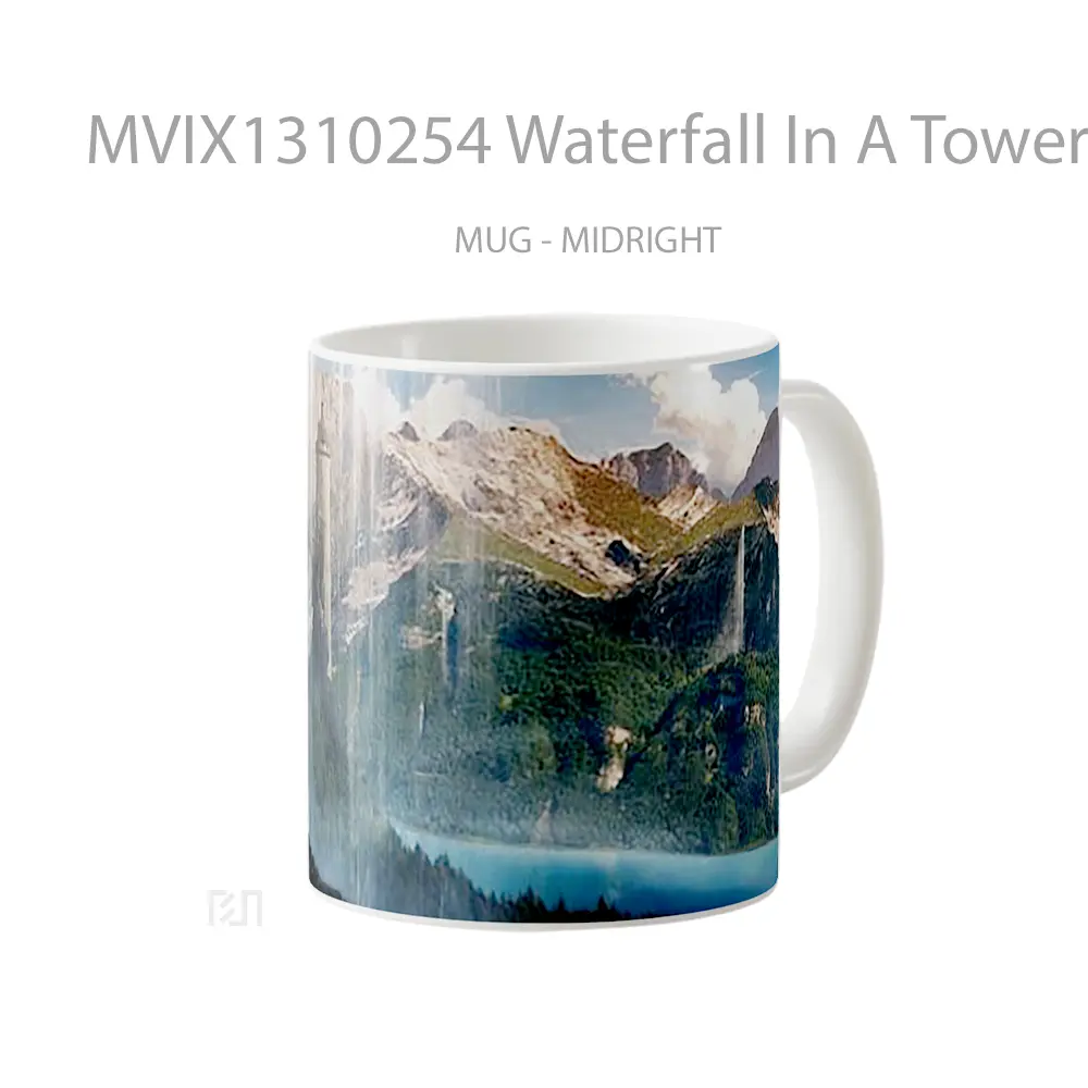 Mug Waterfall In A Tower Gelas Pemandangan Alam - All-side / Desain