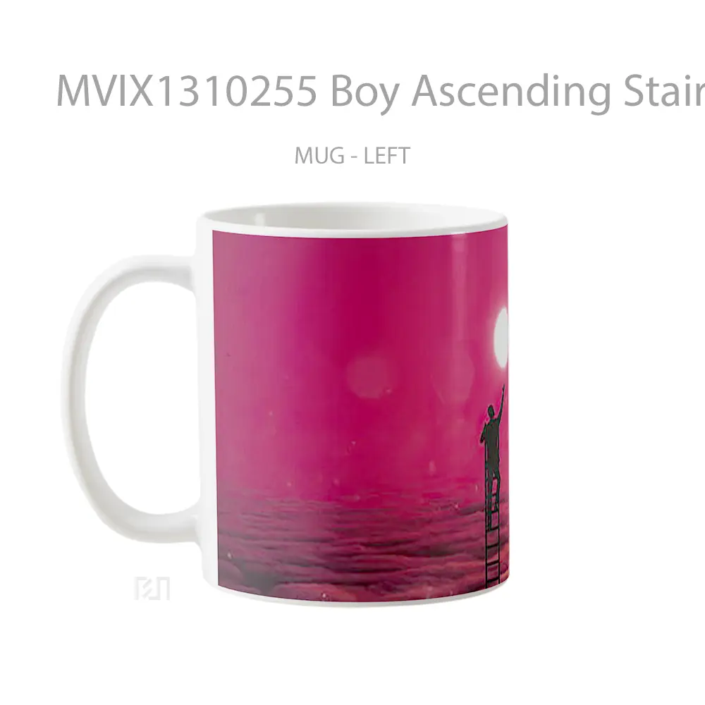Mug Boy Ascending Stairs To The Moon Gelas Astronomi - All-side / Desain