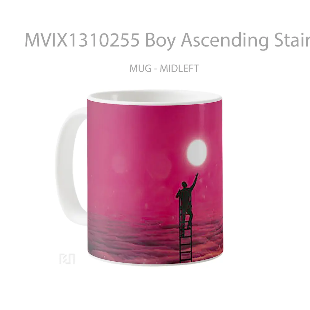 Mug Boy Ascending Stairs To The Moon Gelas Astronomi - All-side / Desain