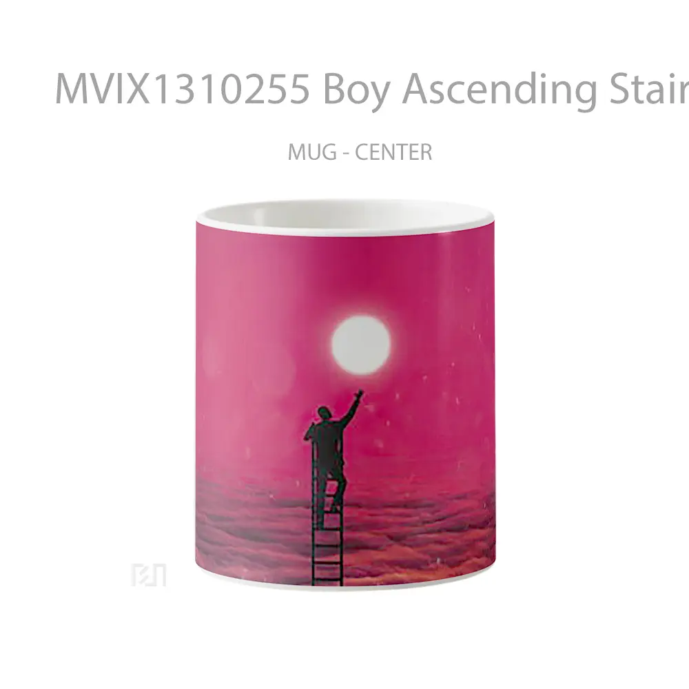 Mug Boy Ascending Stairs To The Moon Gelas Astronomi