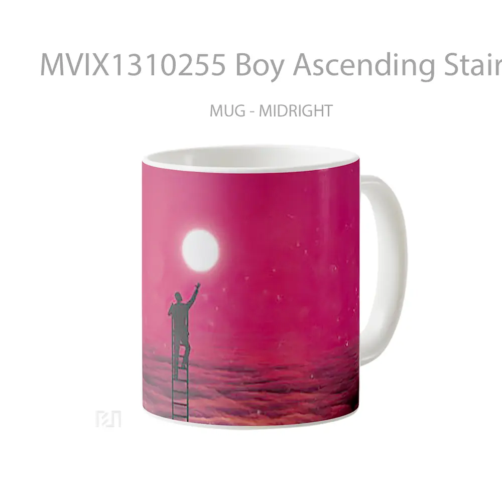Mug Boy Ascending Stairs To The Moon Gelas Astronomi - All-side / Desain
