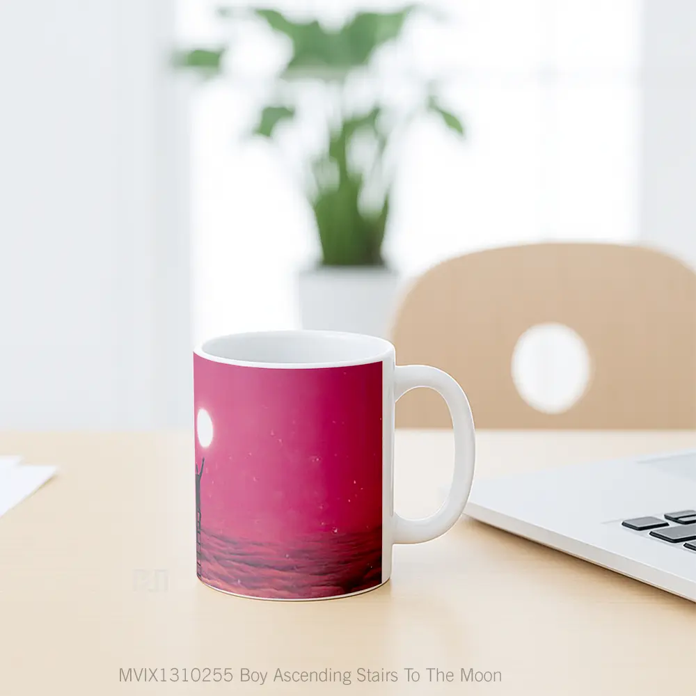Mug Boy Ascending Stairs To The Moon Gelas Astronomi - All-side / Desain