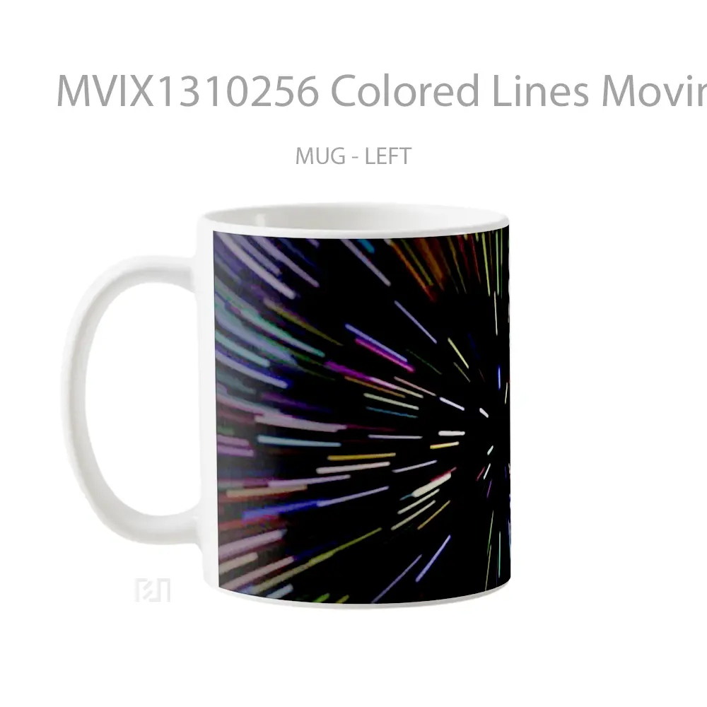 Mug Colored Lines Moving Gelas Keramik Unik - All-side / Desain