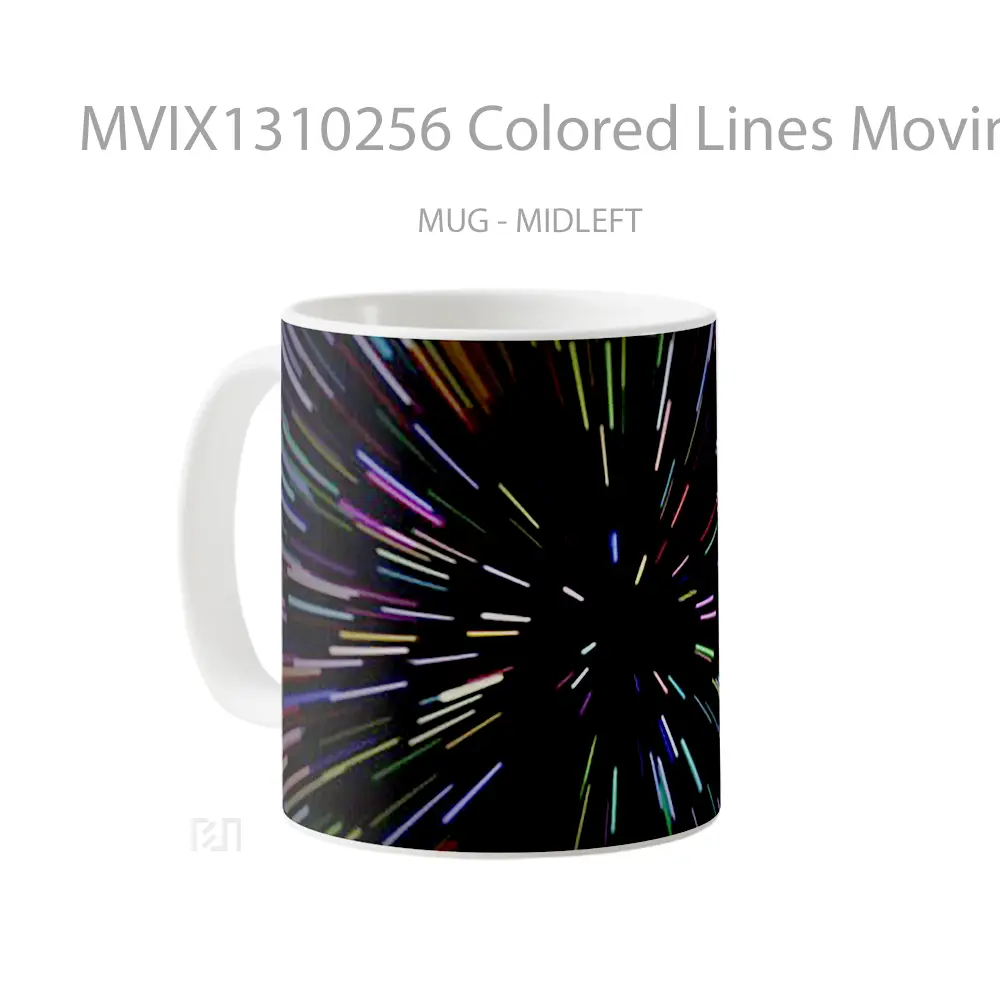 Mug Colored Lines Moving Gelas Keramik Unik - All-side / Desain