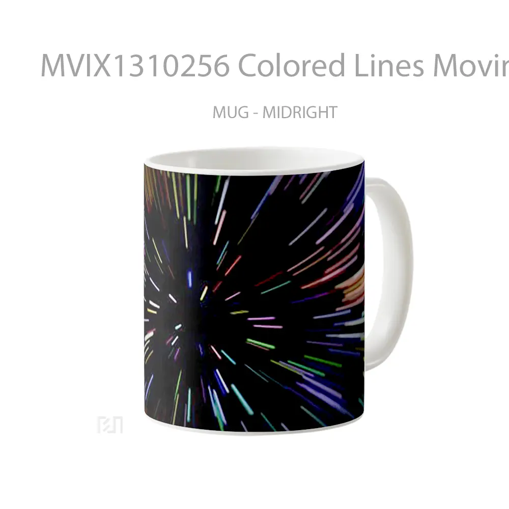Mug Colored Lines Moving Gelas Keramik Unik - All-side / Desain