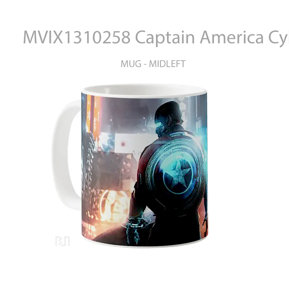 Mug Captain America Cyberpunk Gelas Superhero - All-side / Desain
