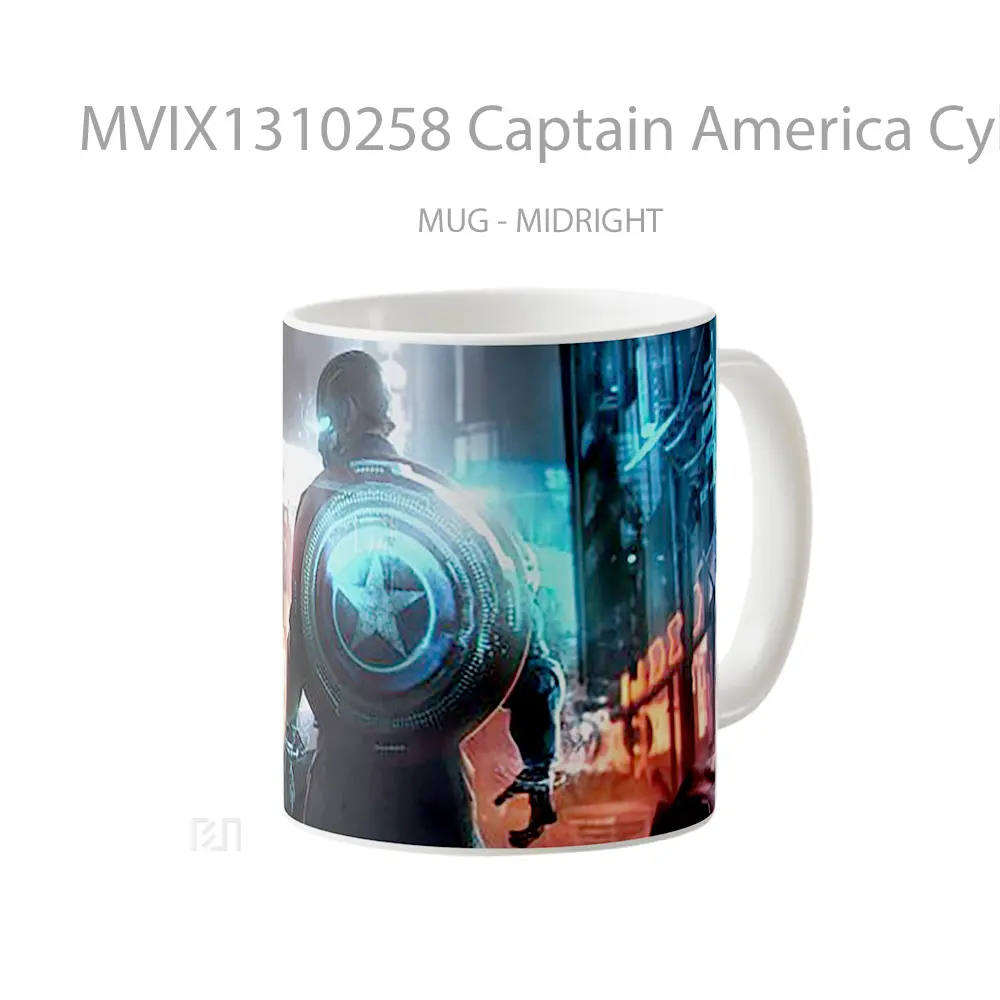 Mug Captain America Cyberpunk Gelas Superhero - All-side / Desain