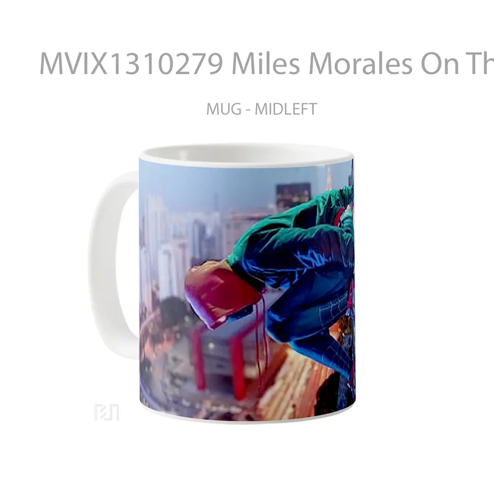 Mug Miles Morales On The Side Of Building Gelas Keramik Unik - All-side / Desain