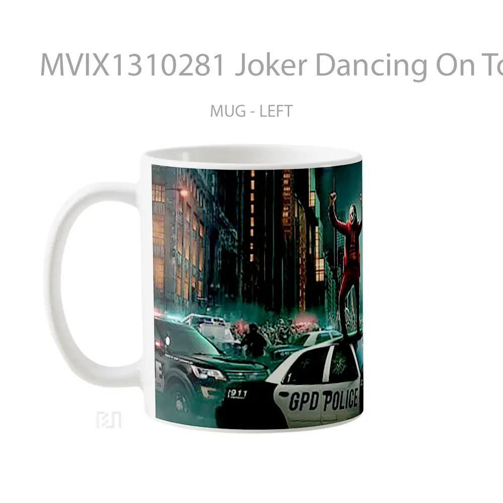 Mug Joker Dancing On Top Of Cop Car Gelas Superhero - All-side / Desain