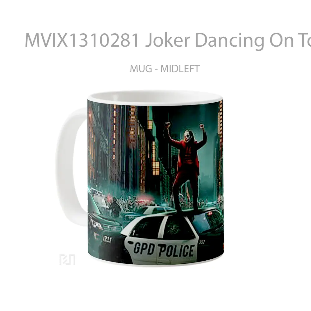 Mug Joker Dancing On Top Of Cop Car Gelas Superhero - All-side / Desain