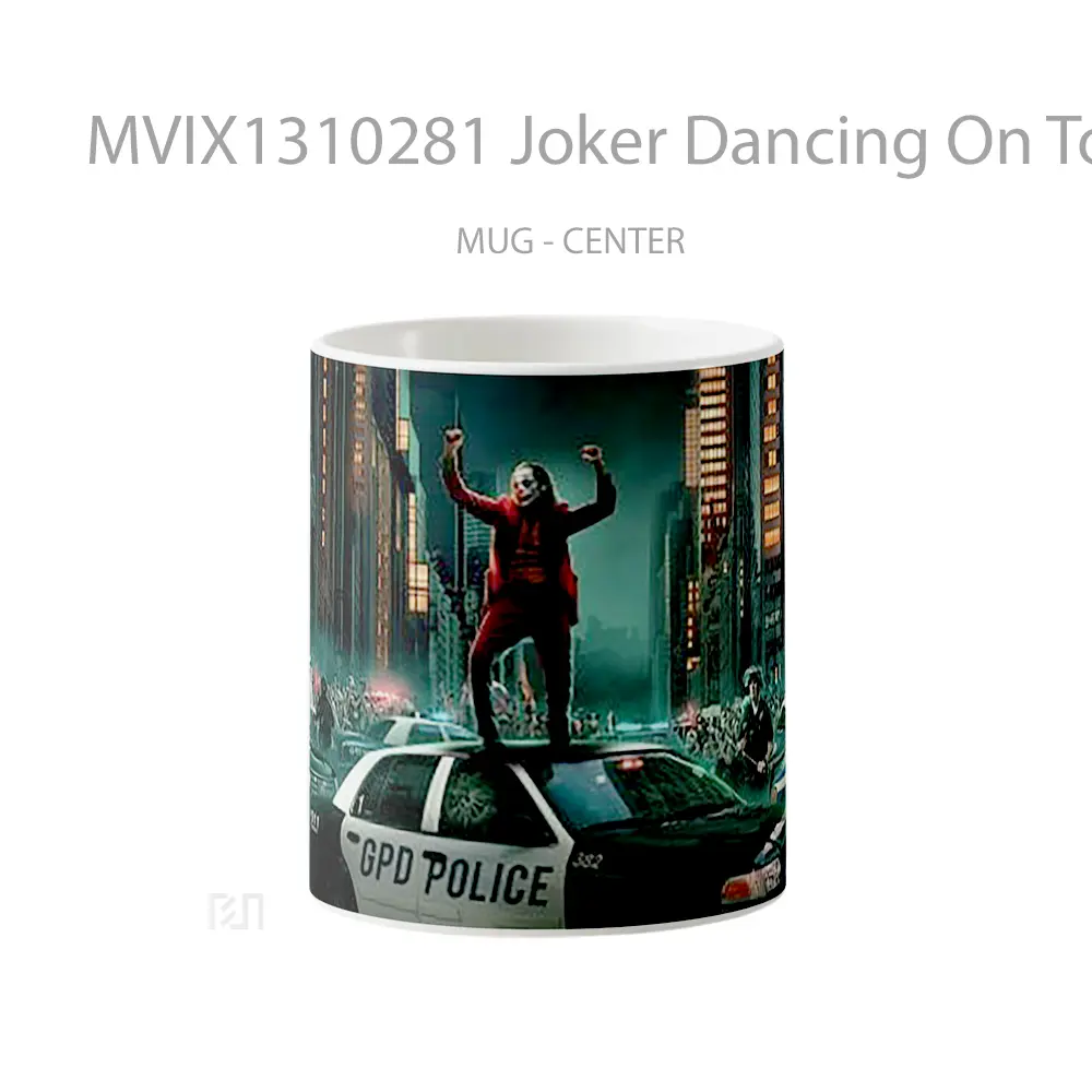 Mug Joker Dancing On Top Of Cop Car Gelas Superhero