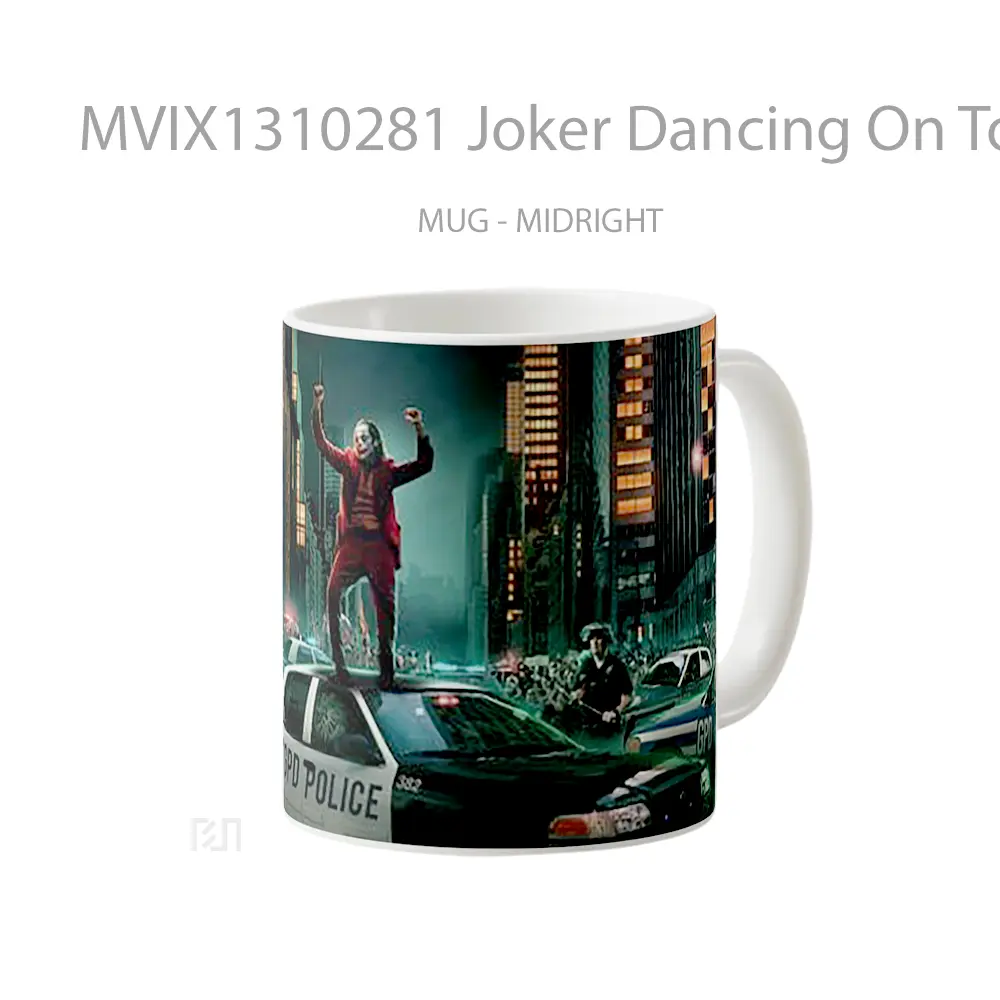 Mug Joker Dancing On Top Of Cop Car Gelas Superhero - All-side / Desain