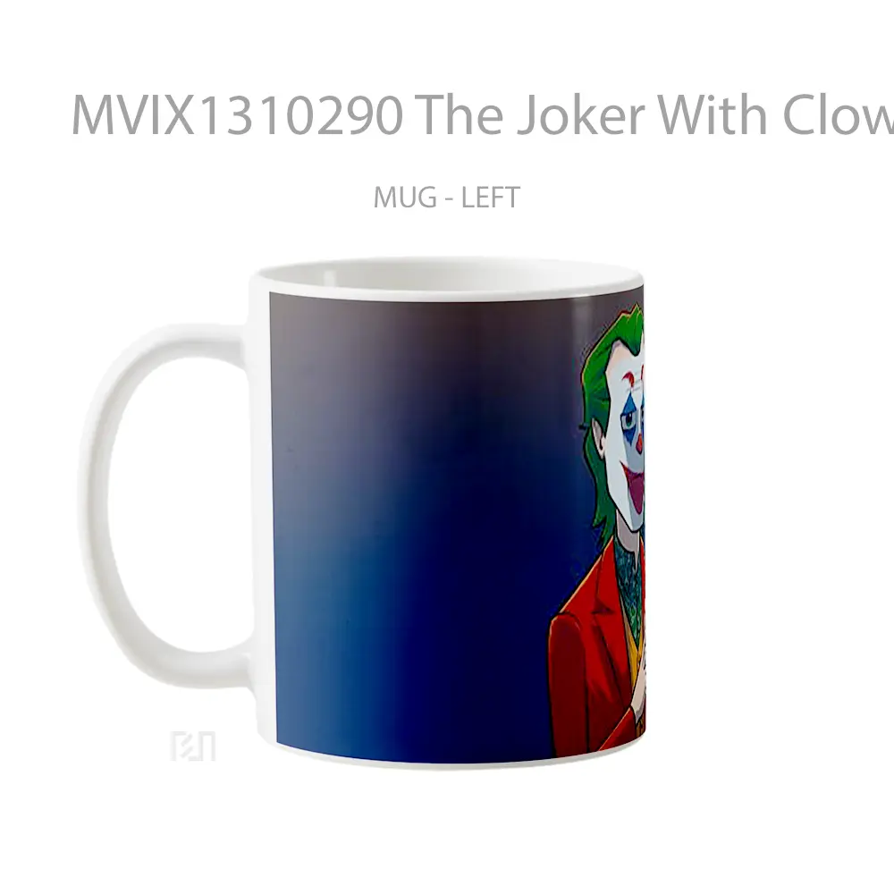 Mug The Joker With Clown Mask Gelas Superhero - All-side / Desain
