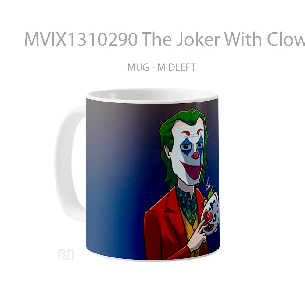 Mug The Joker With Clown Mask Gelas Superhero - All-side / Desain
