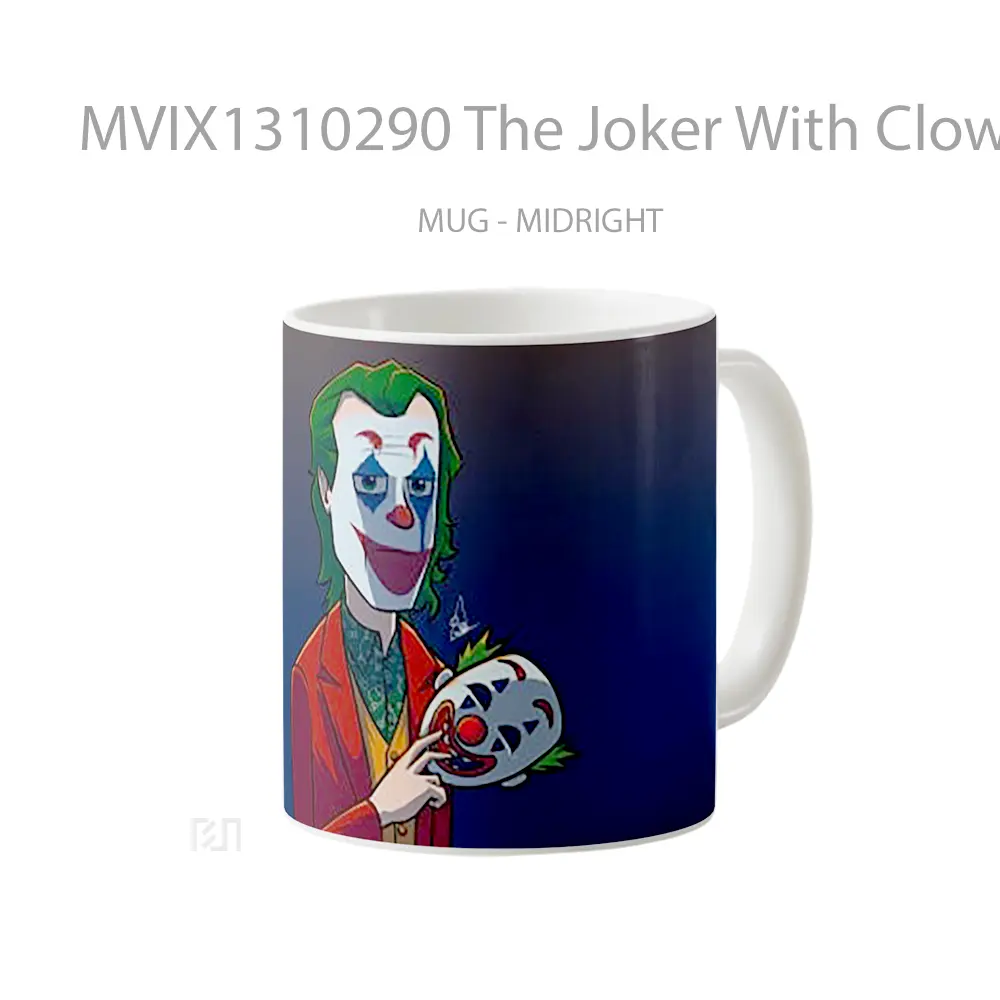 Mug The Joker With Clown Mask Gelas Superhero - All-side / Desain