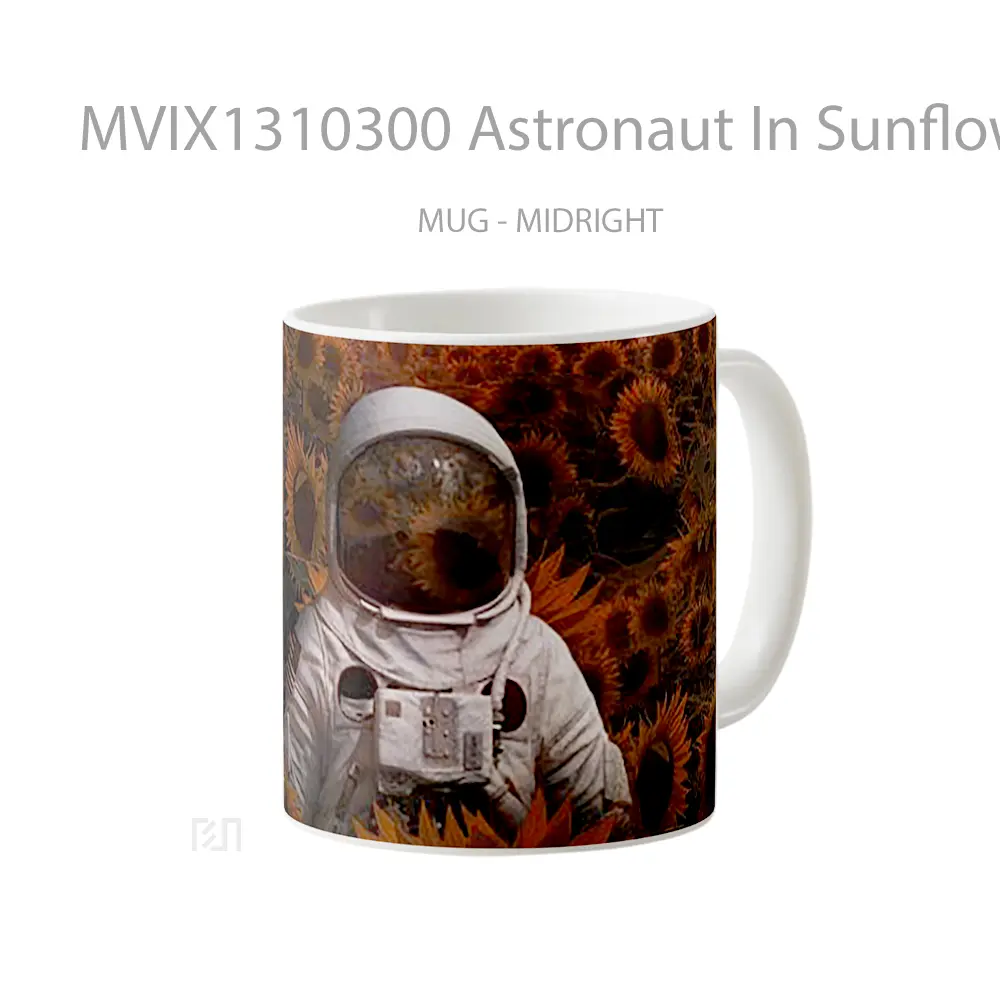 Mug Astronaut In Sunflower Field Gelas Pemandangan Alam - All-side / Desain