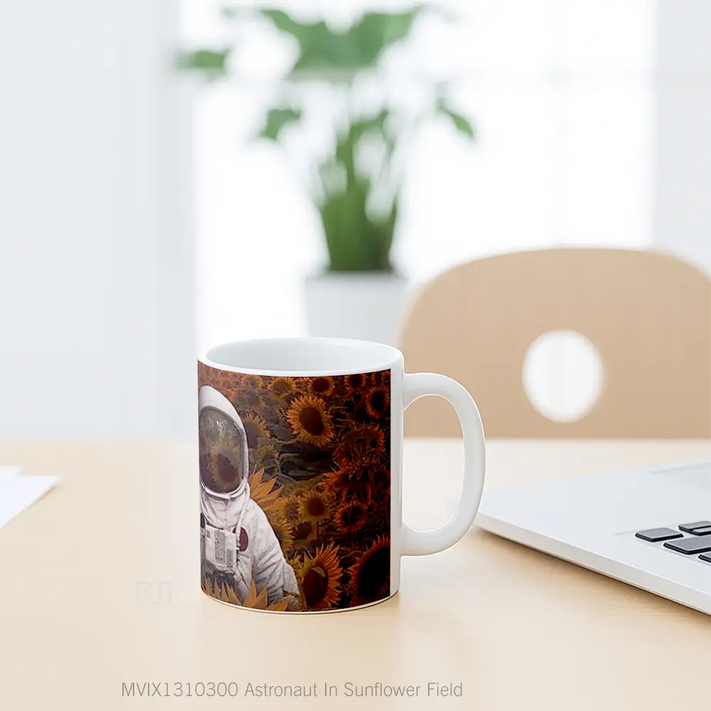 Mug Astronaut In Sunflower Field Gelas Pemandangan Alam - All-side / Desain
