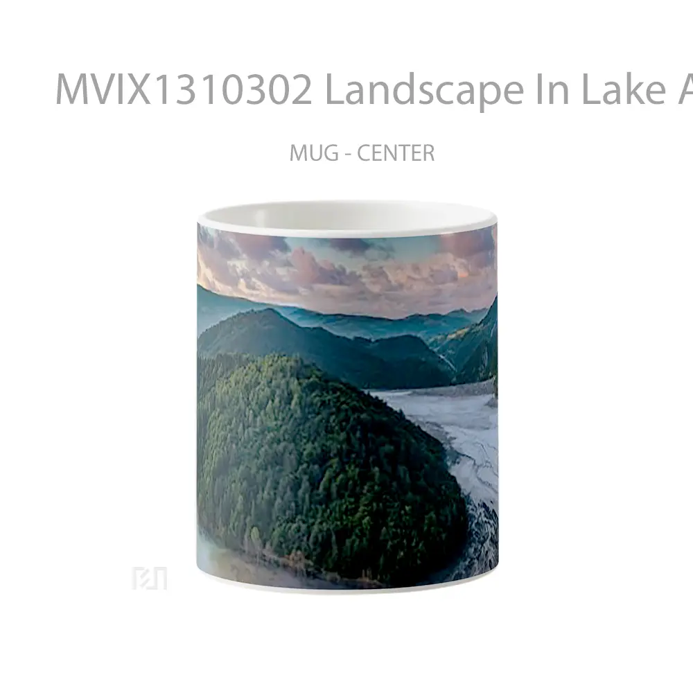 Mug Landscape In Lake At Sunset Gelas Pemandangan Alam