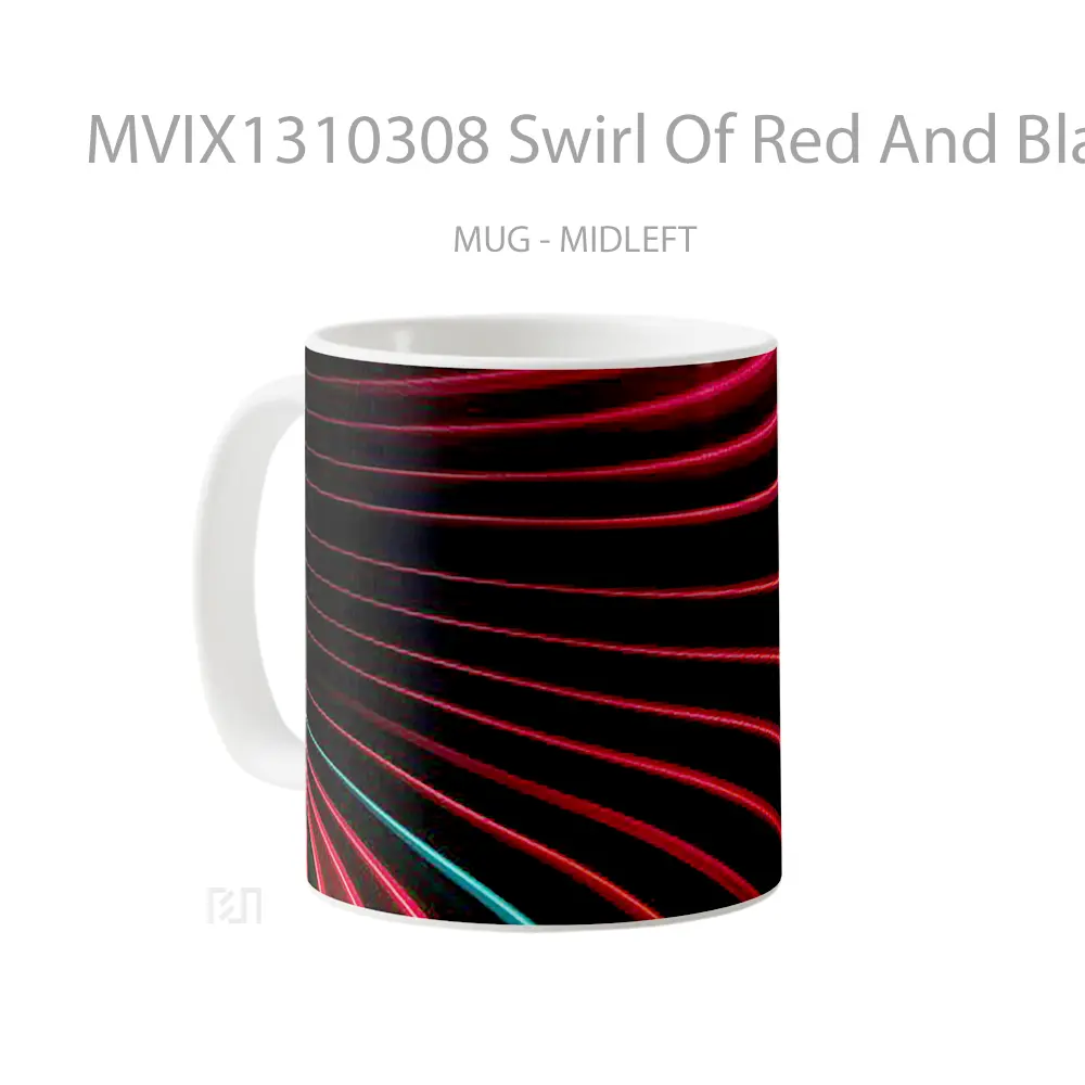 Mug Swirl Of Red And Black Lines Gelas Keramik Unik - All-side / Desain