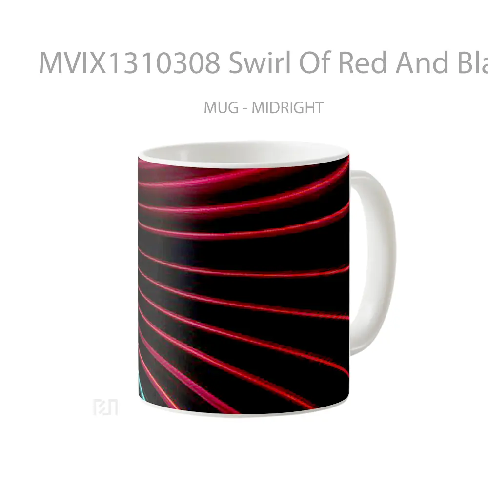 Mug Swirl Of Red And Black Lines Gelas Keramik Unik - All-side / Desain