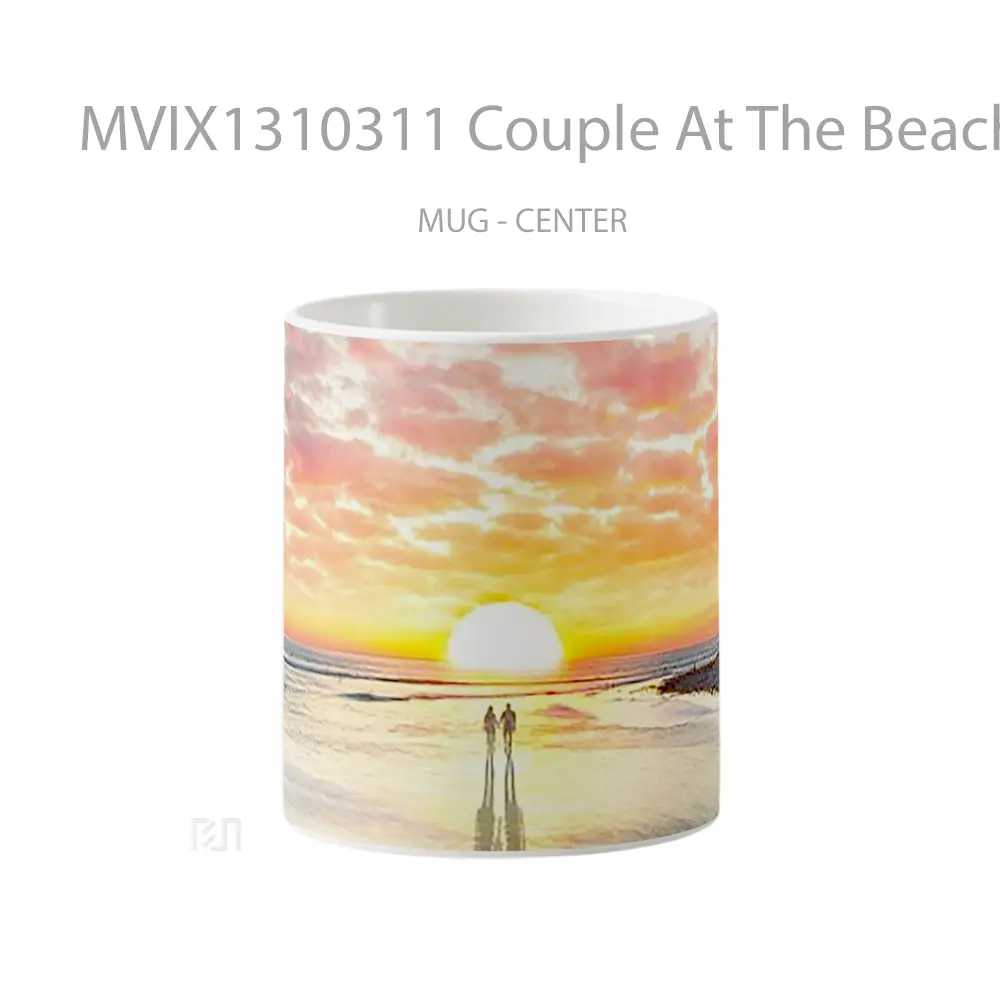 Mug Couple At The Beach At Sunset Gelas Pemandangan Alam