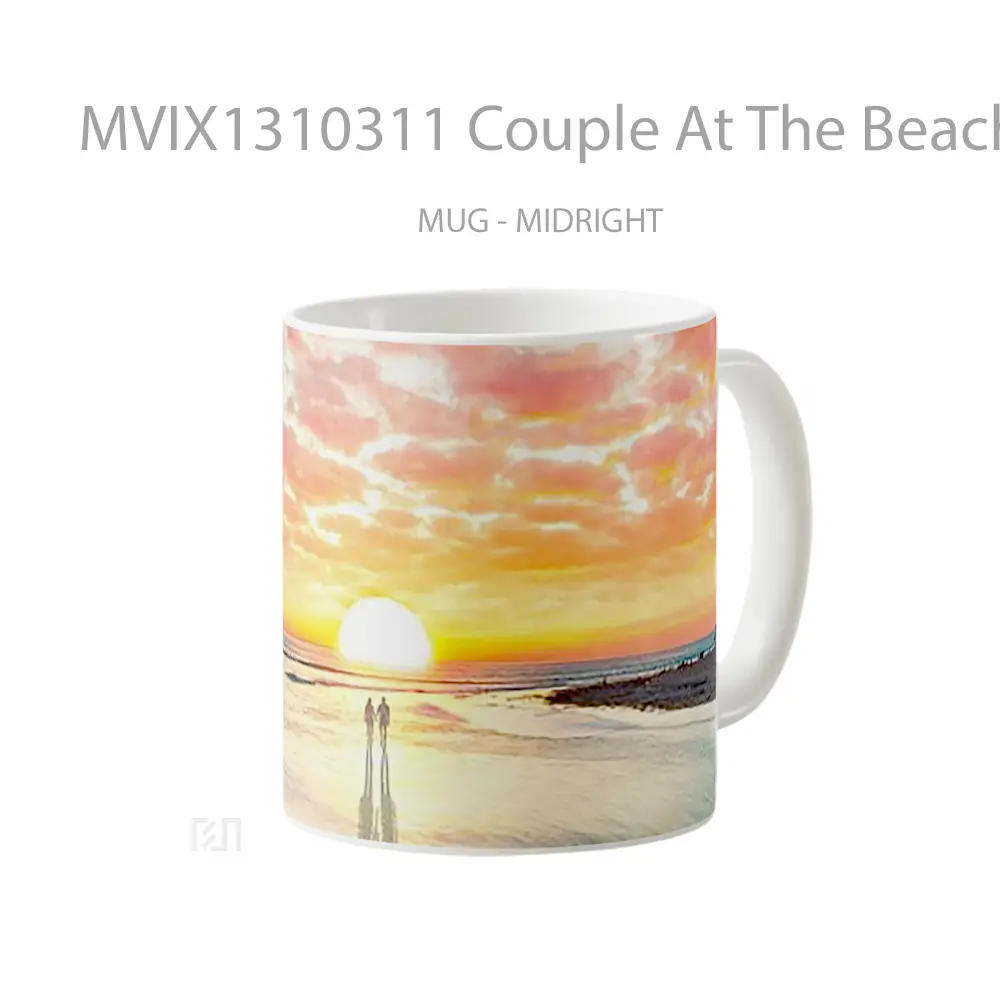Mug Couple At The Beach At Sunset Gelas Pemandangan Alam - All-side / Desain