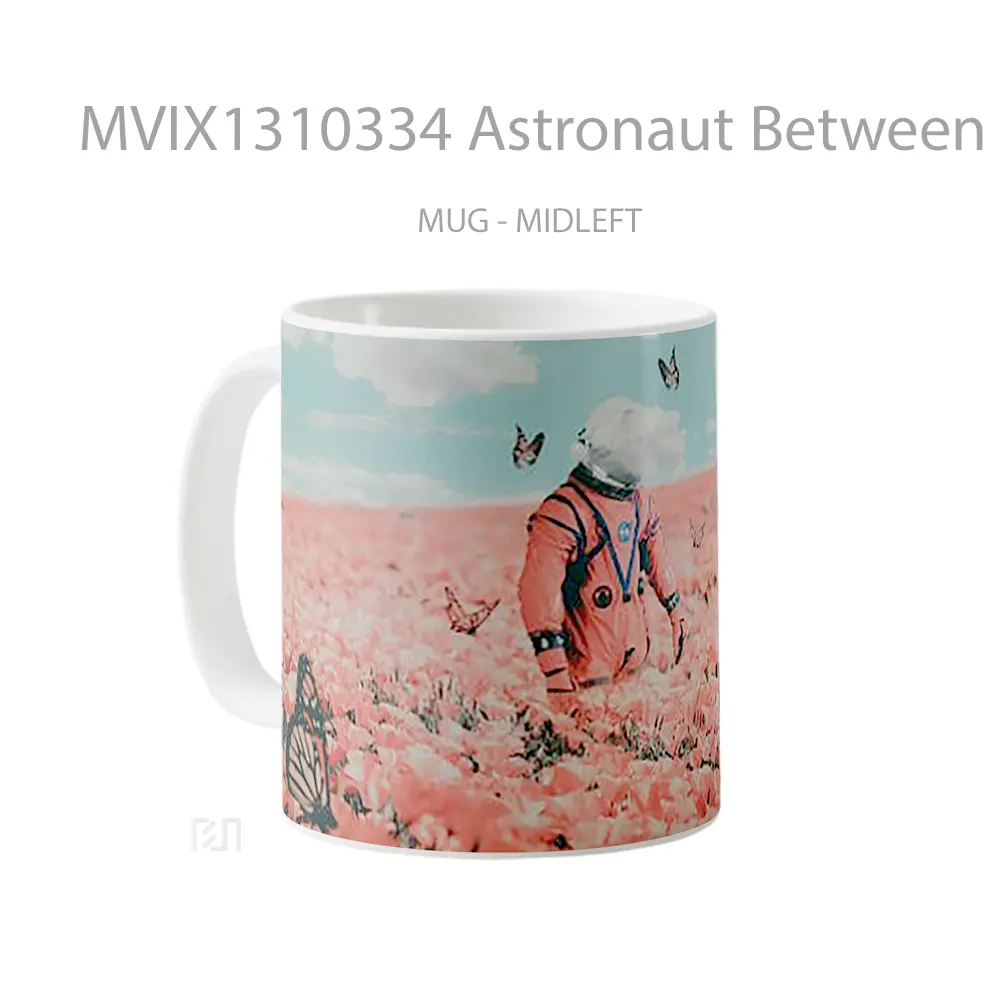 Mug Astronaut Between Flowers And Butterflies Gelas Hewan Lucu - All-side / Desain