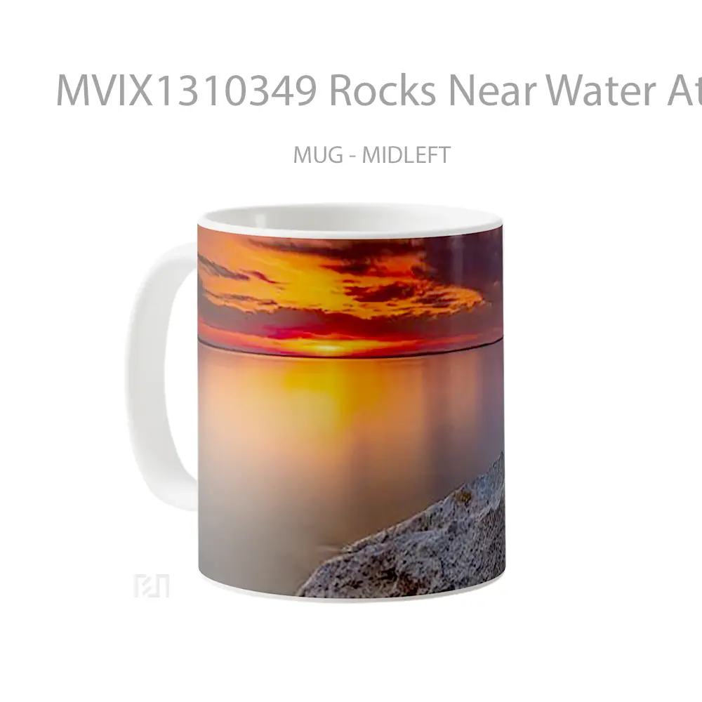 Mug Rocks Near Water At Sunset Gelas Pemandangan Alam - All-side / Desain