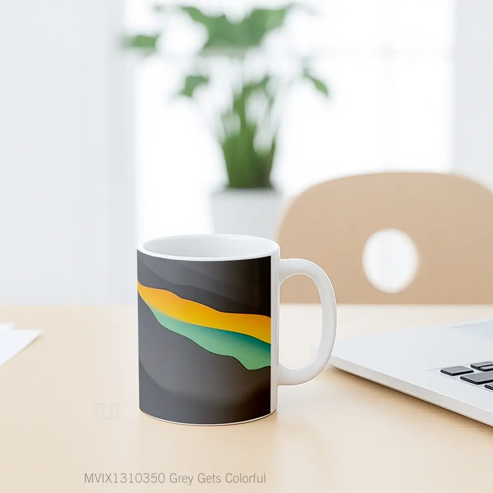 Mug Grey Gets Colorful Gelas Keramik Unik - All-side / Desain