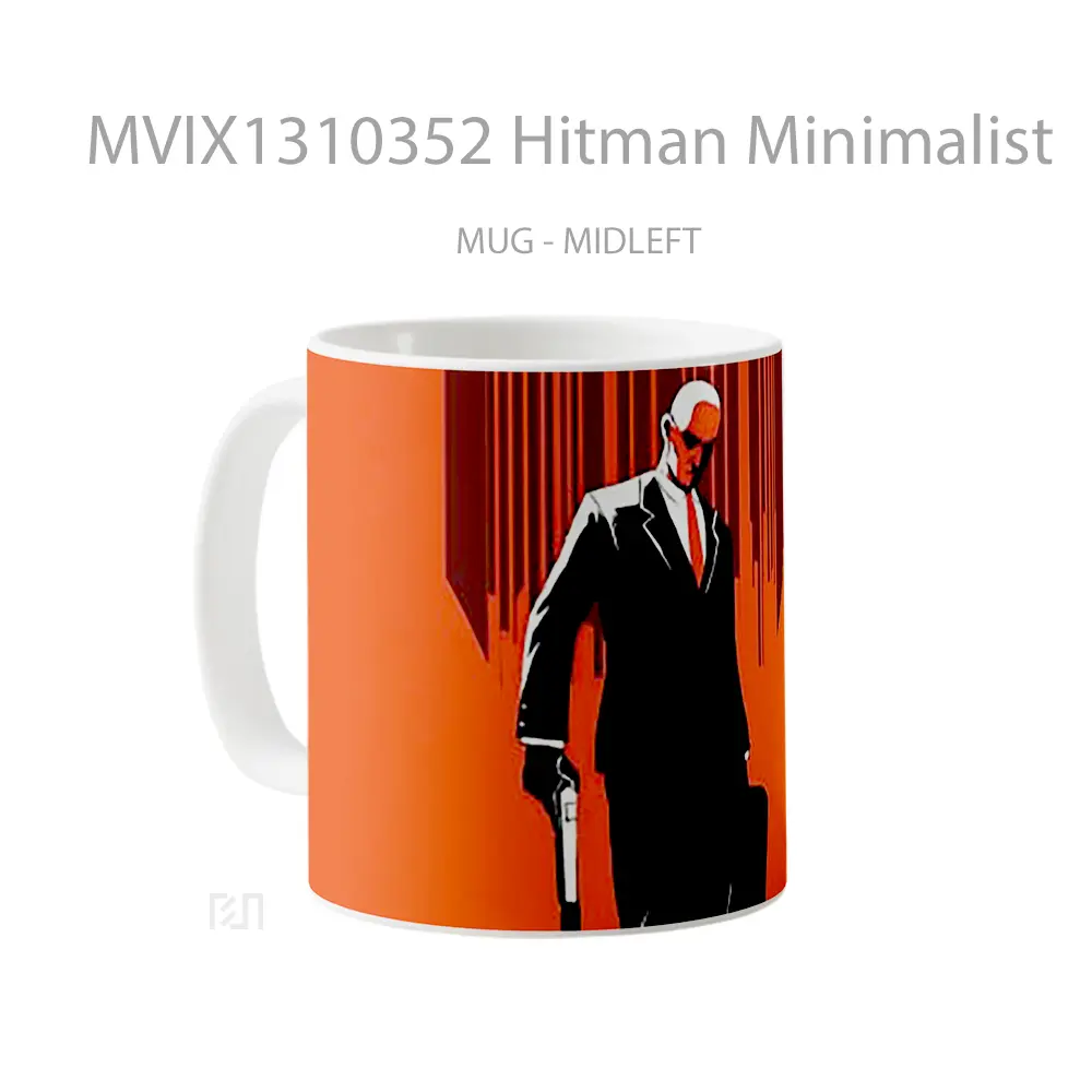 Mug Hitman Minimalist Gelas Seni Modern - All-side / Desain