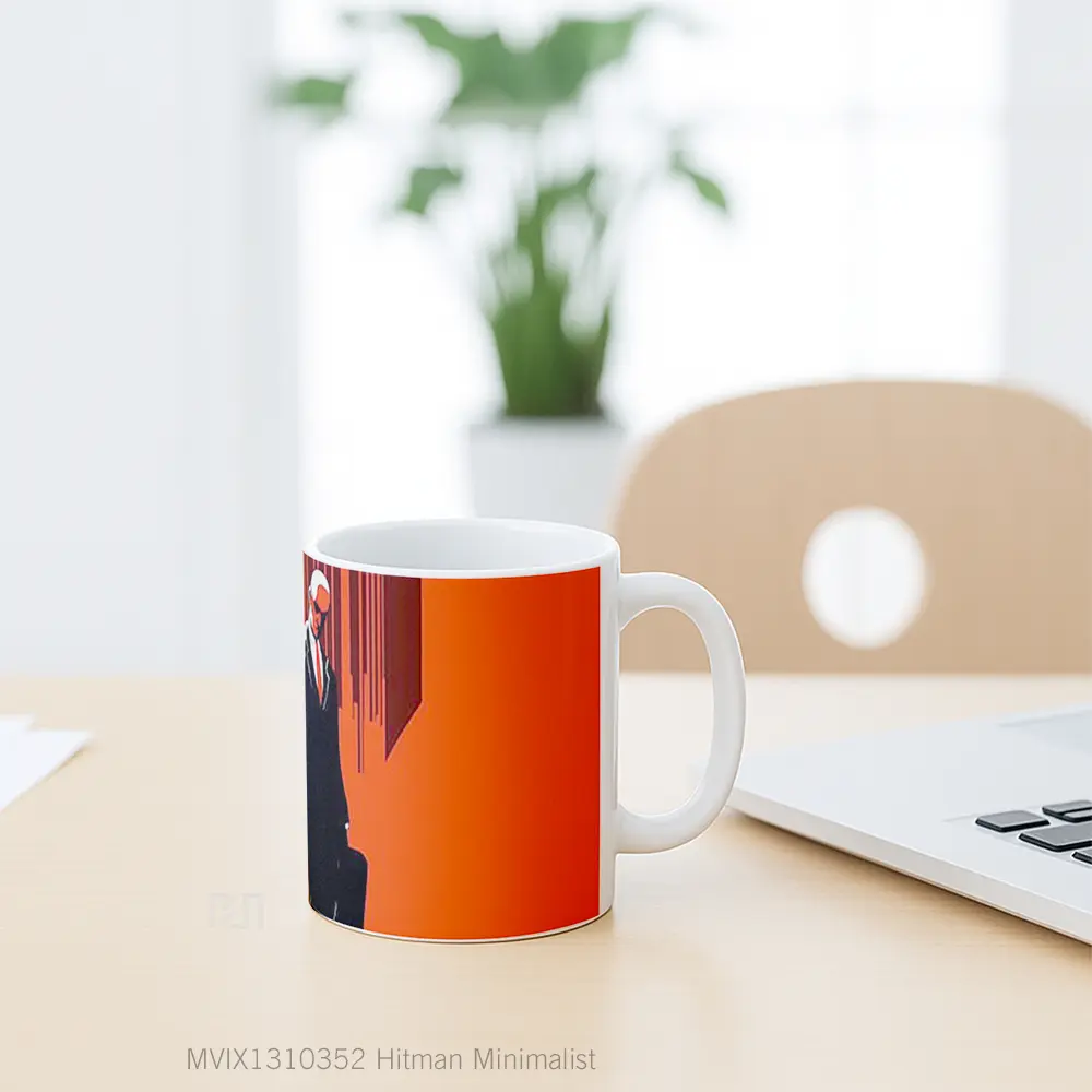Mug Hitman Minimalist Gelas Seni Modern - All-side / Desain