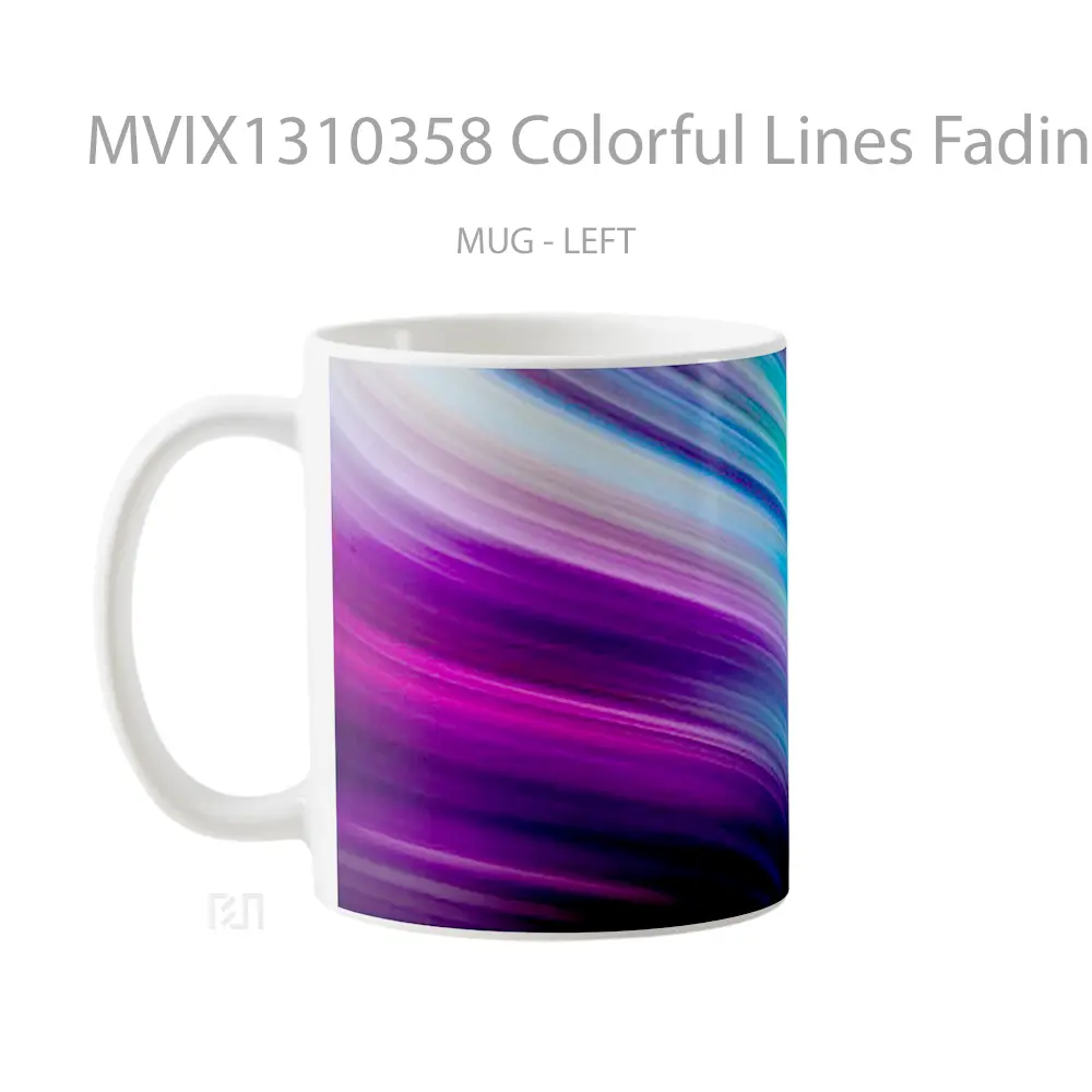 Mug Colorful Lines Fading Gelas Keramik Unik - All-side / Desain