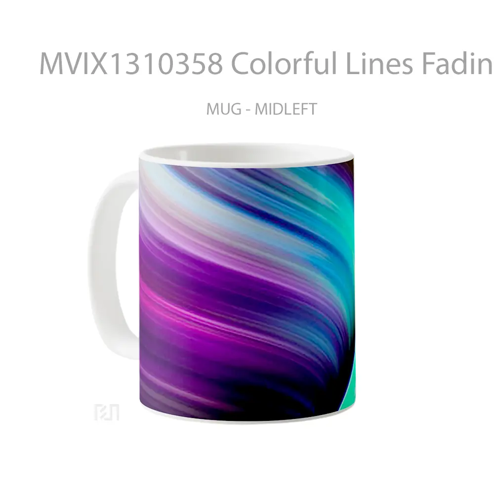 Mug Colorful Lines Fading Gelas Keramik Unik - All-side / Desain