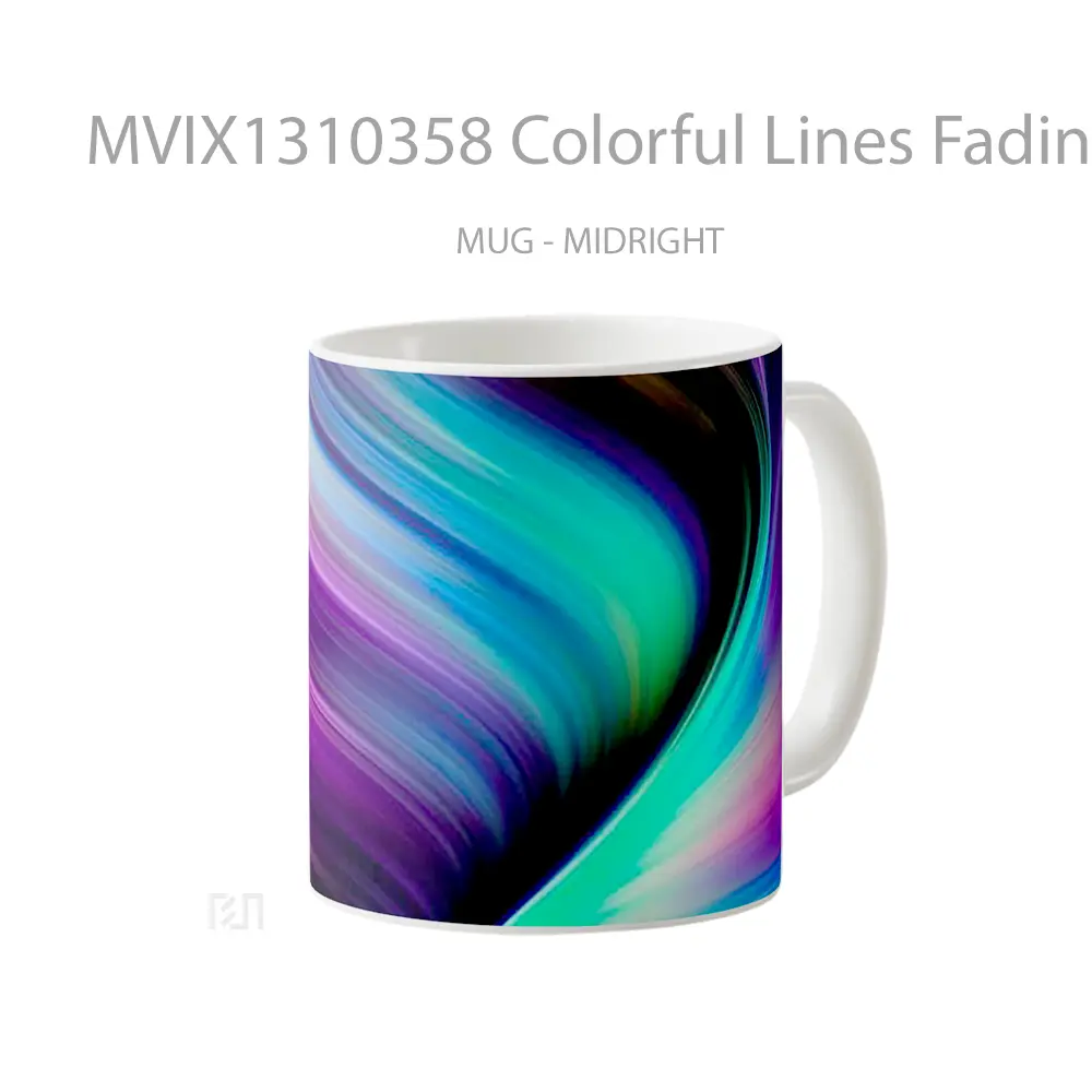 Mug Colorful Lines Fading Gelas Keramik Unik - All-side / Desain