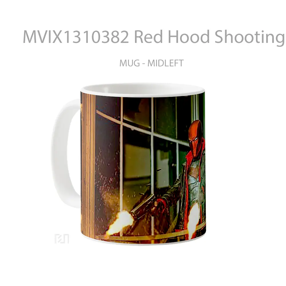 Mug Red Hood Shooting Gelas Superhero - All-side / Desain
