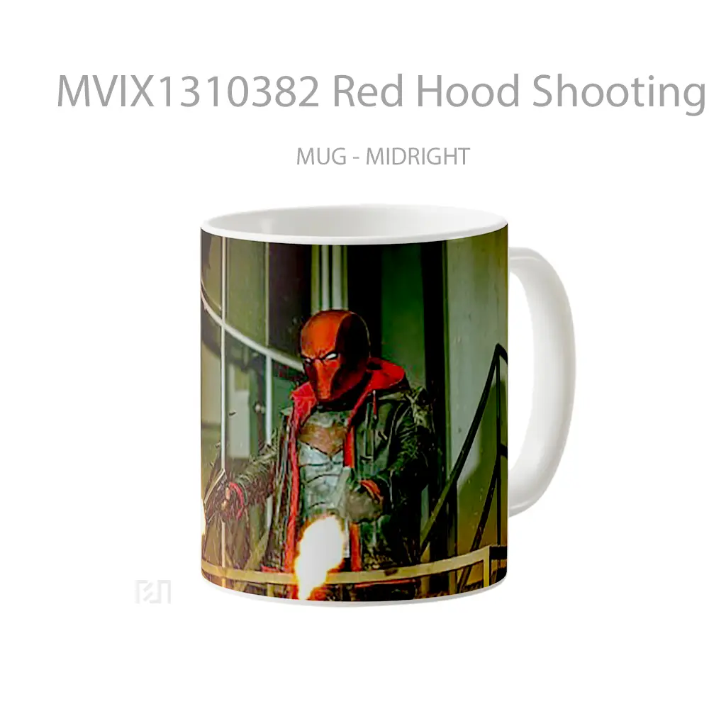 Mug Red Hood Shooting Gelas Superhero - All-side / Desain