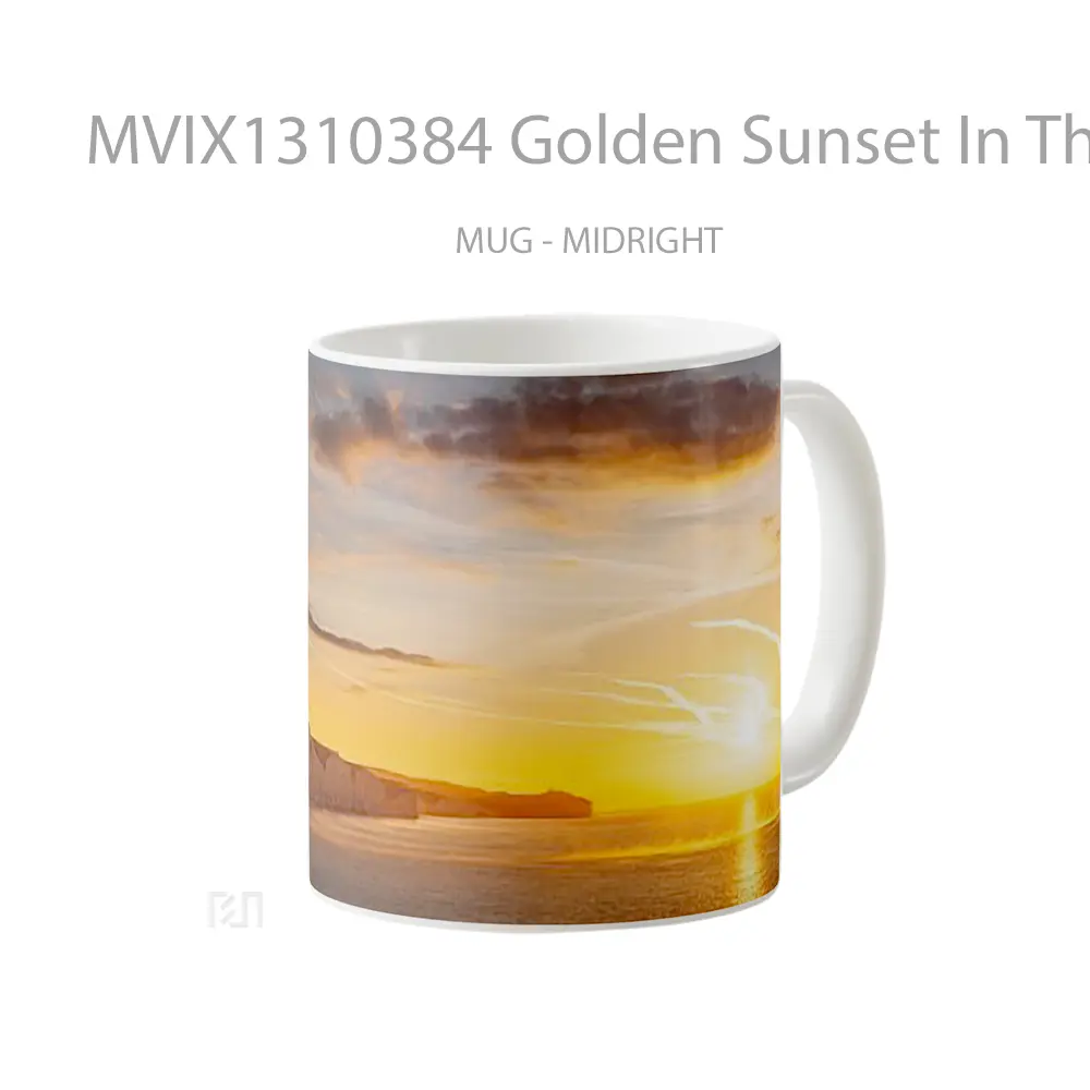 Mug Golden Sunset In The Sea Gelas Pemandangan Alam - All-side / Desain