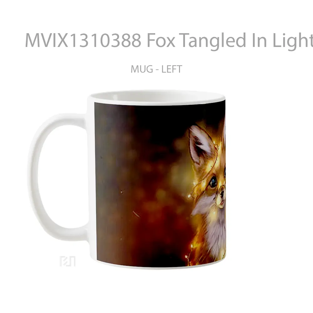 Mug Fox Tangled In Lights Gelas Hewan Lucu - All-side / Desain