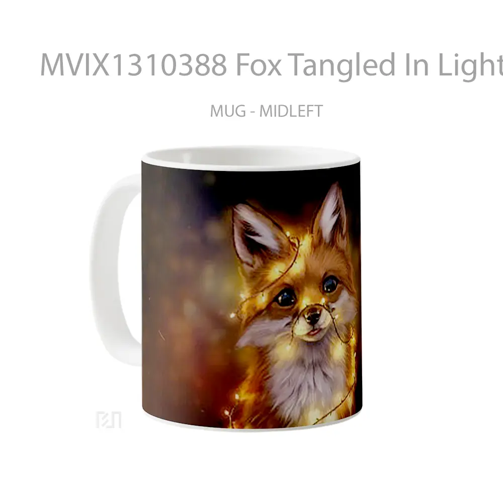 Mug Fox Tangled In Lights Gelas Hewan Lucu - All-side / Desain