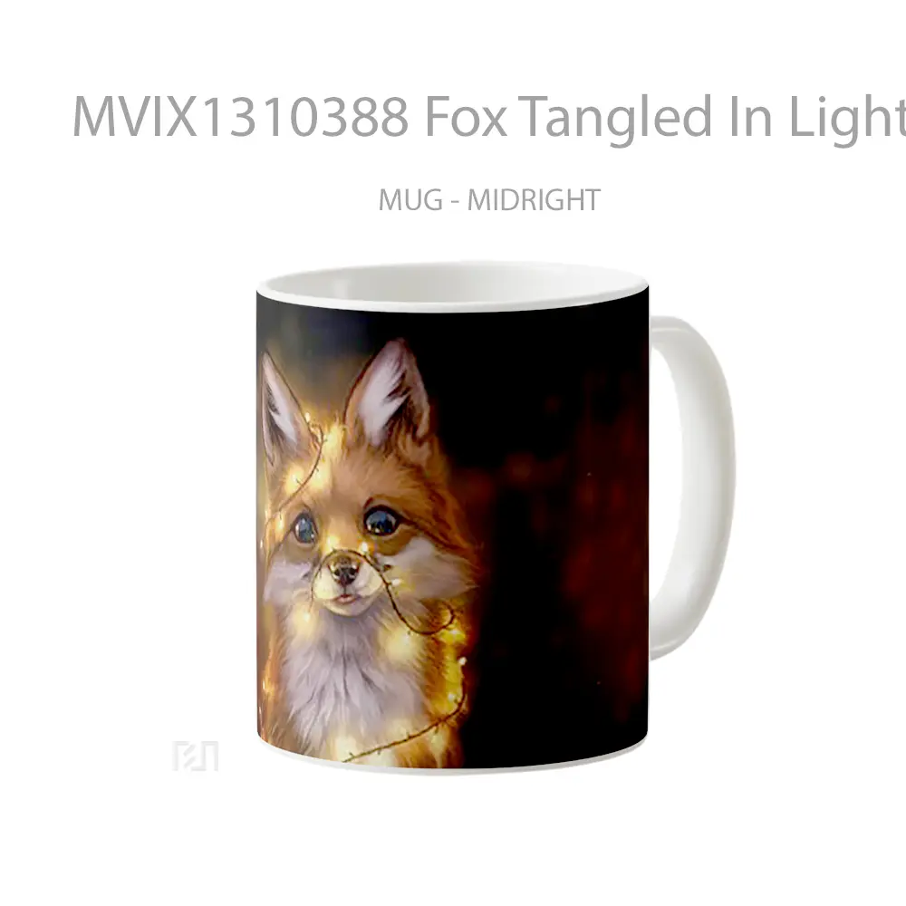 Mug Fox Tangled In Lights Gelas Hewan Lucu - All-side / Desain