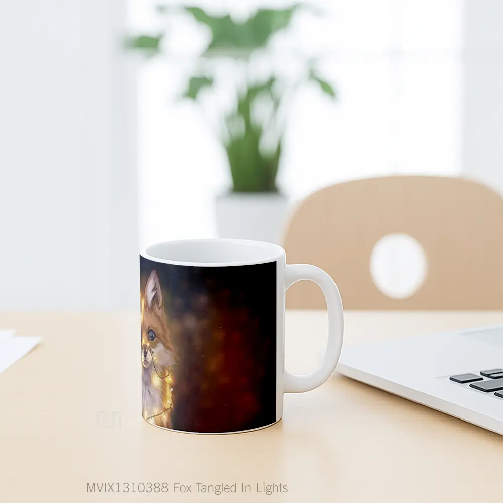 Mug Fox Tangled In Lights Gelas Hewan Lucu - All-side / Desain