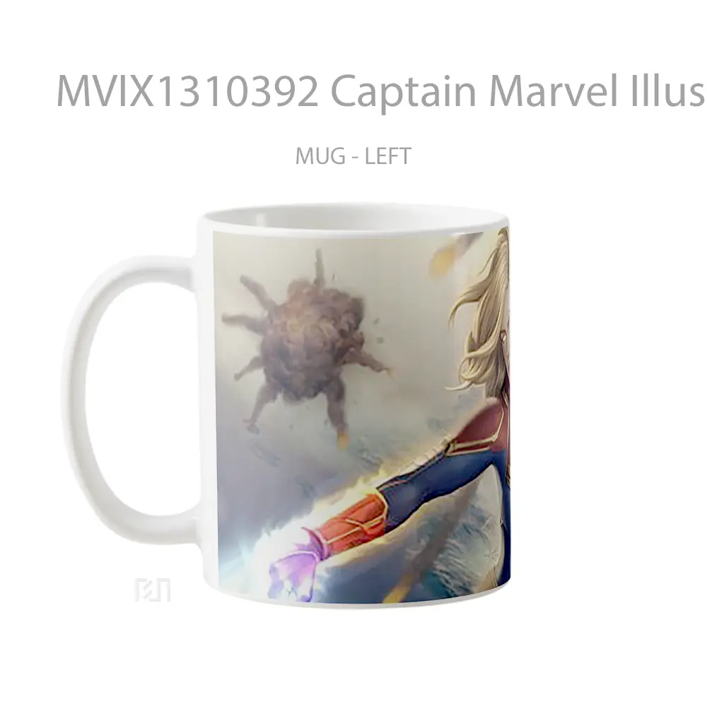Mug Captain Marvel Illustration Gelas Superhero - All-side / Desain