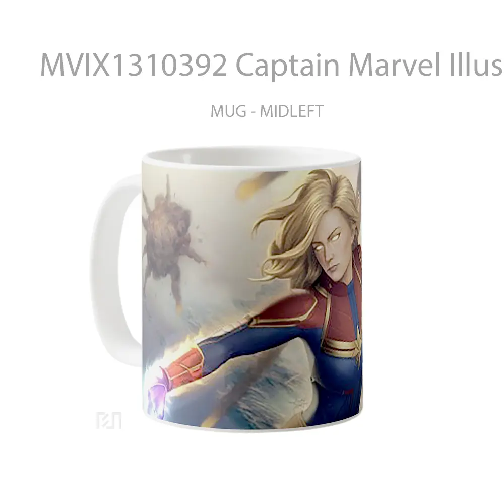 Mug Captain Marvel Illustration Gelas Superhero - All-side / Desain