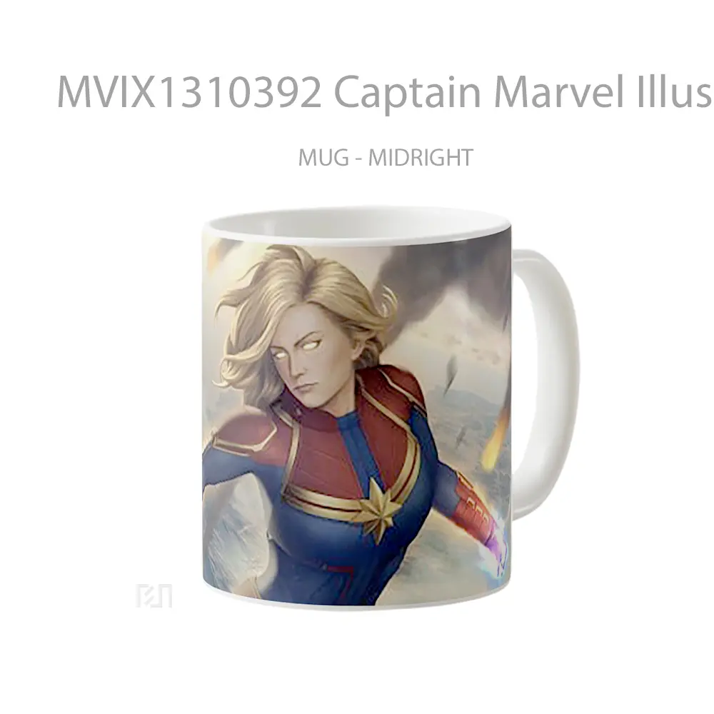 Mug Captain Marvel Illustration Gelas Superhero - All-side / Desain