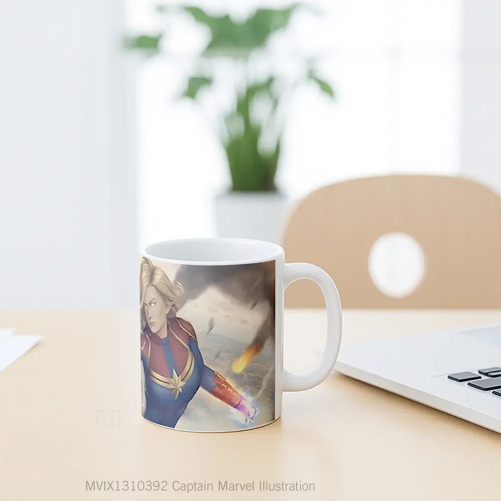Mug Captain Marvel Illustration Gelas Superhero - All-side / Desain