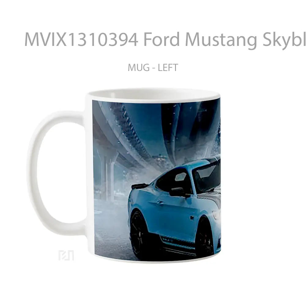 Mug Ford Mustang Skyblue On City Cangkir Mobil - All-side / Desain