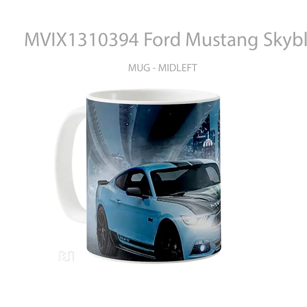 Mug Ford Mustang Skyblue On City Cangkir Mobil - All-side / Desain