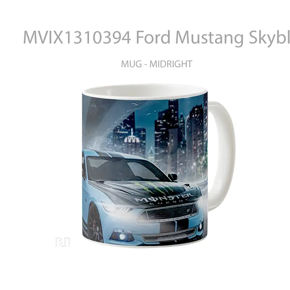 Mug Ford Mustang Skyblue On City Cangkir Mobil - All-side / Desain