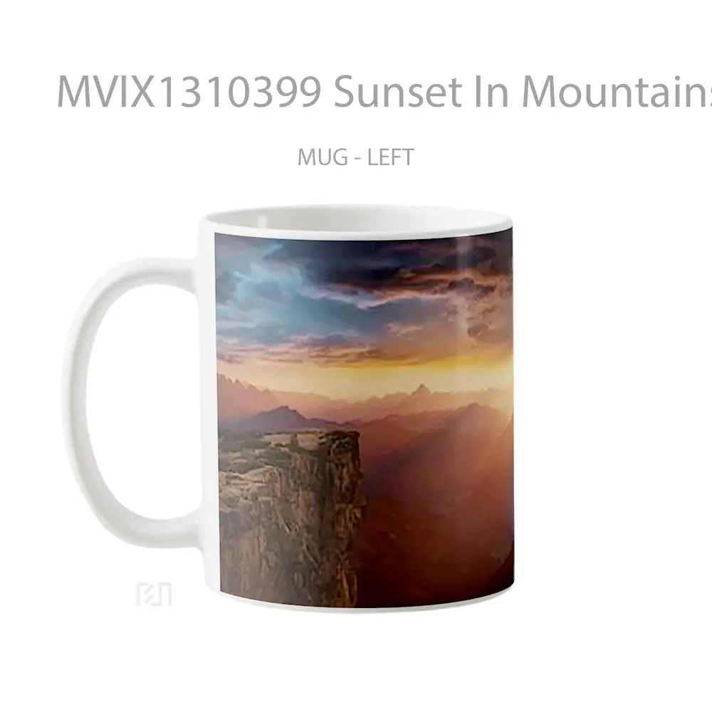 Mug Sunset In Mountains And Cliff Gelas Pemandangan Alam - All-side / Desain